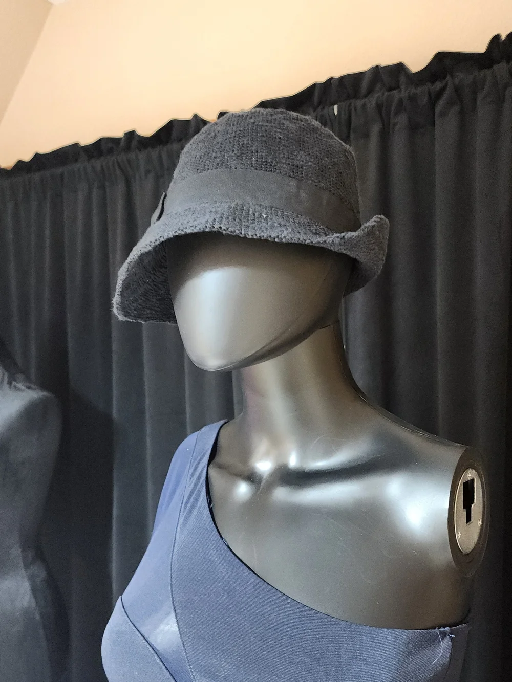 KELLY & KATIE Black Cotton Bucket Hat Ribbon Accent One Size NWT